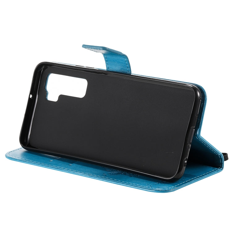 For Huawei Nova 7 SE Tree & Cat Embossed Pattern Horizontal Flip Leather Case with Holder & Card Slots & Wallet & Lanyard