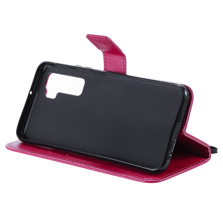 For Huawei Nova 7 SE Tree & Cat Embossed Pattern Horizontal Flip Leather Case with Holder & Card Slots & Wallet & Lanyard