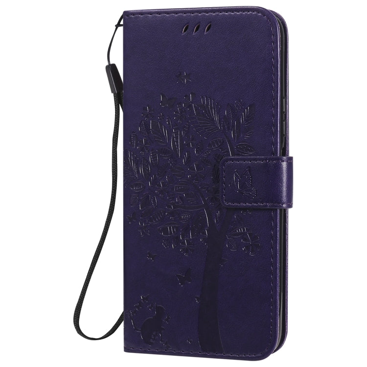 For Huawei Nova 7 SE Tree & Cat Embossed Pattern Horizontal Flip Leather Case with Holder & Card Slots & Wallet & Lanyard