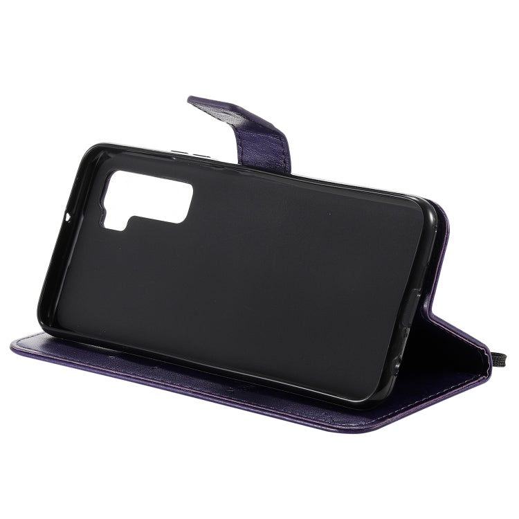 For Huawei Nova 7 SE Tree & Cat Embossed Pattern Horizontal Flip Leather Case with Holder & Card Slots & Wallet & Lanyard