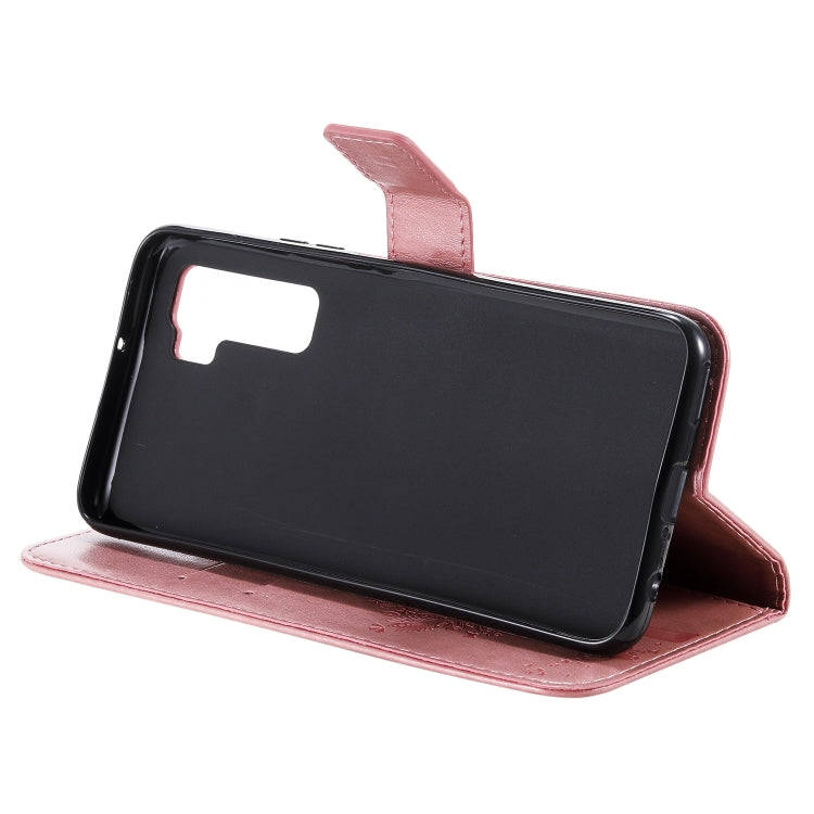 For Huawei Nova 7 SE Tree & Cat Embossed Pattern Horizontal Flip Leather Case with Holder & Card Slots & Wallet & Lanyard