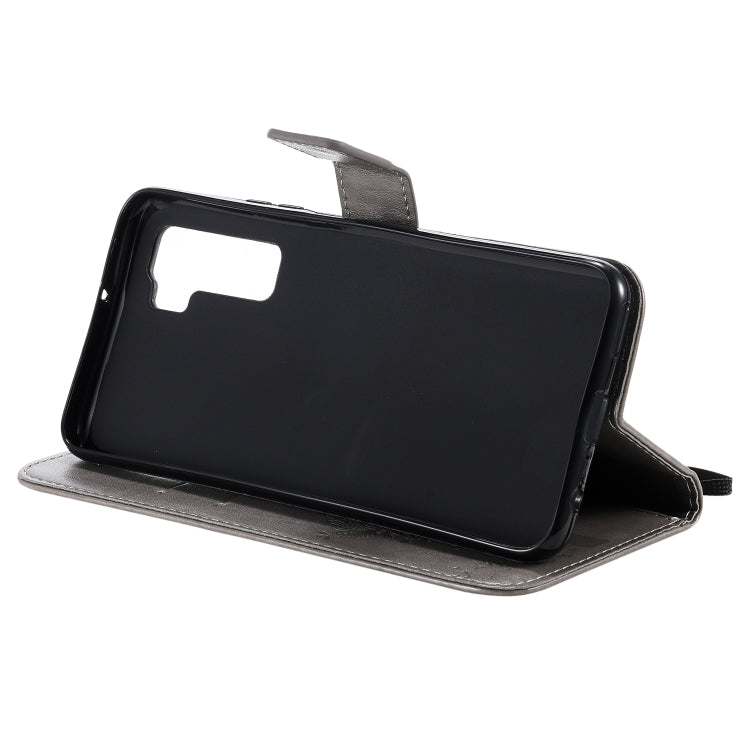 For Huawei Nova 7 SE Tree & Cat Embossed Pattern Horizontal Flip Leather Case with Holder & Card Slots & Wallet & Lanyard