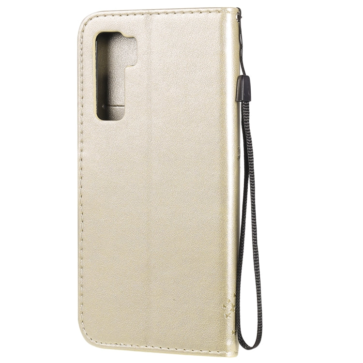 For Huawei Nova 7 SE Tree & Cat Embossed Pattern Horizontal Flip Leather Case with Holder & Card Slots & Wallet & Lanyard