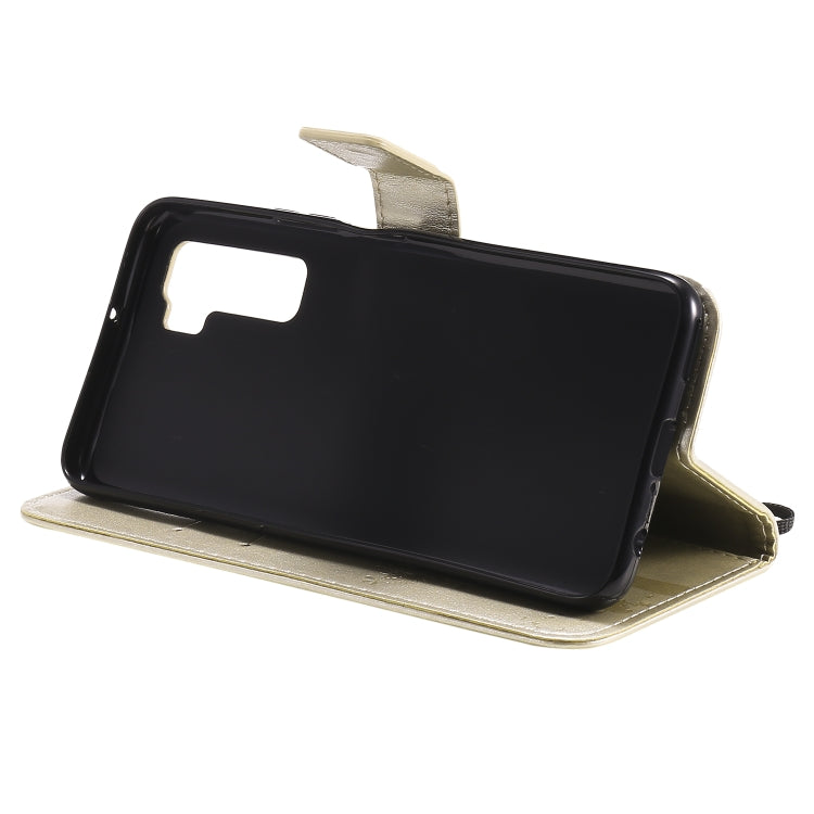 For Huawei Nova 7 SE Tree & Cat Embossed Pattern Horizontal Flip Leather Case with Holder & Card Slots & Wallet & Lanyard