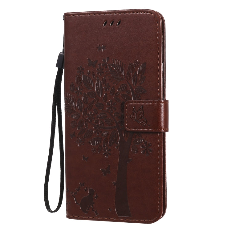 For Huawei Nova 7 Tree & Cat Embossed Pattern Horizontal Flip Leather Case with Holder & Card Slots & Wallet & Lanyard
