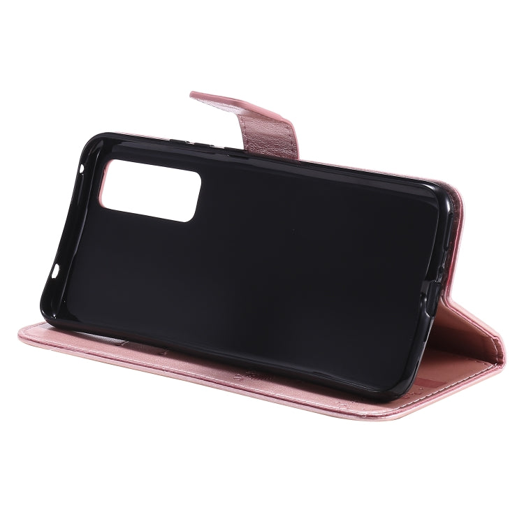 For Huawei Nova 7 Tree & Cat Embossed Pattern Horizontal Flip Leather Case with Holder & Card Slots & Wallet & Lanyard