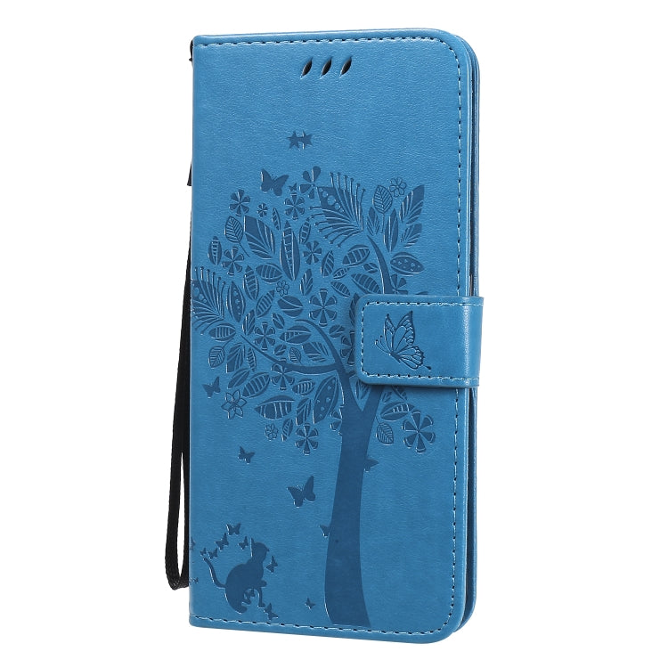For Huawei Nova 7 Tree & Cat Embossed Pattern Horizontal Flip Leather Case with Holder & Card Slots & Wallet & Lanyard
