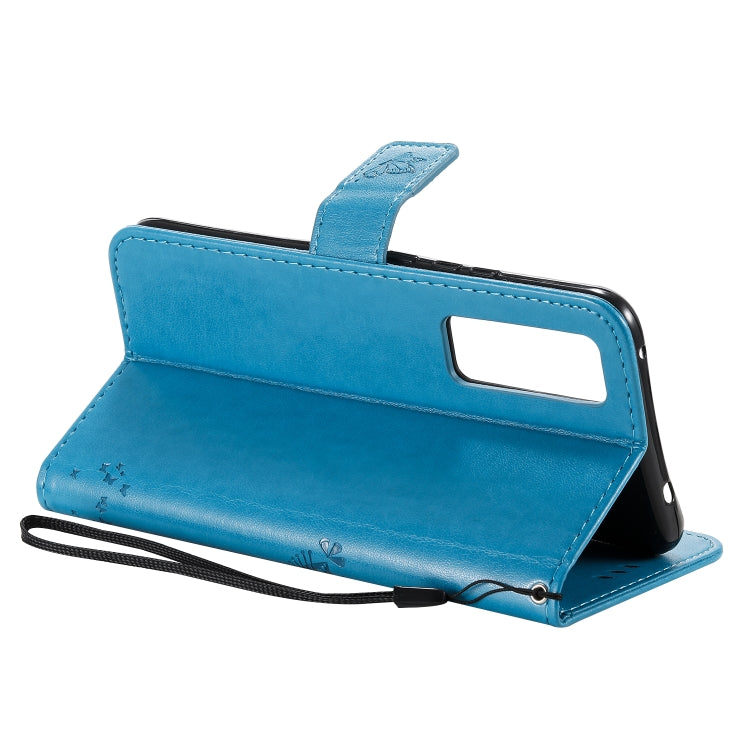 For Huawei Nova 7 Tree & Cat Embossed Pattern Horizontal Flip Leather Case with Holder & Card Slots & Wallet & Lanyard