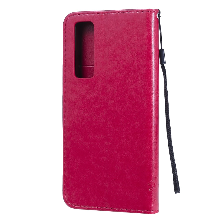 For Huawei Nova 7 Tree & Cat Embossed Pattern Horizontal Flip Leather Case with Holder & Card Slots & Wallet & Lanyard