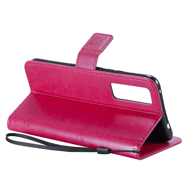 For Huawei Nova 7 Tree & Cat Embossed Pattern Horizontal Flip Leather Case with Holder & Card Slots & Wallet & Lanyard