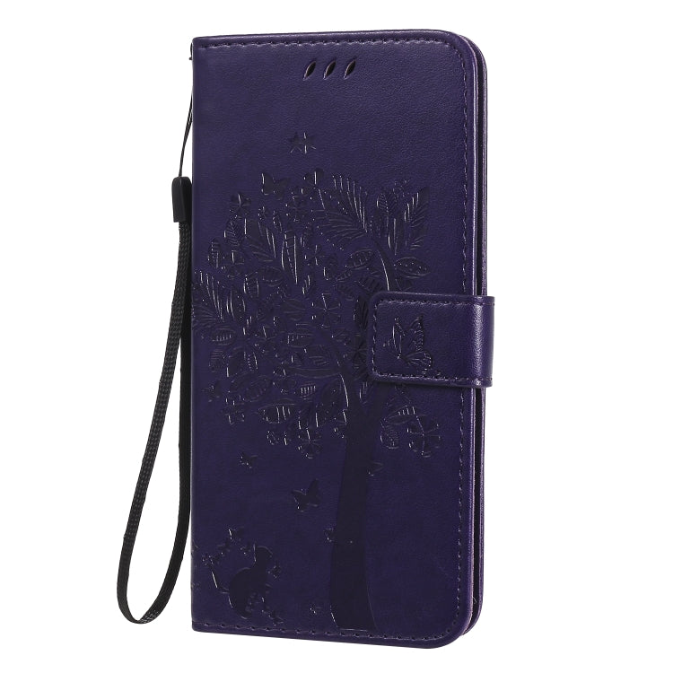 For Huawei Nova 7 Tree & Cat Embossed Pattern Horizontal Flip Leather Case with Holder & Card Slots & Wallet & Lanyard