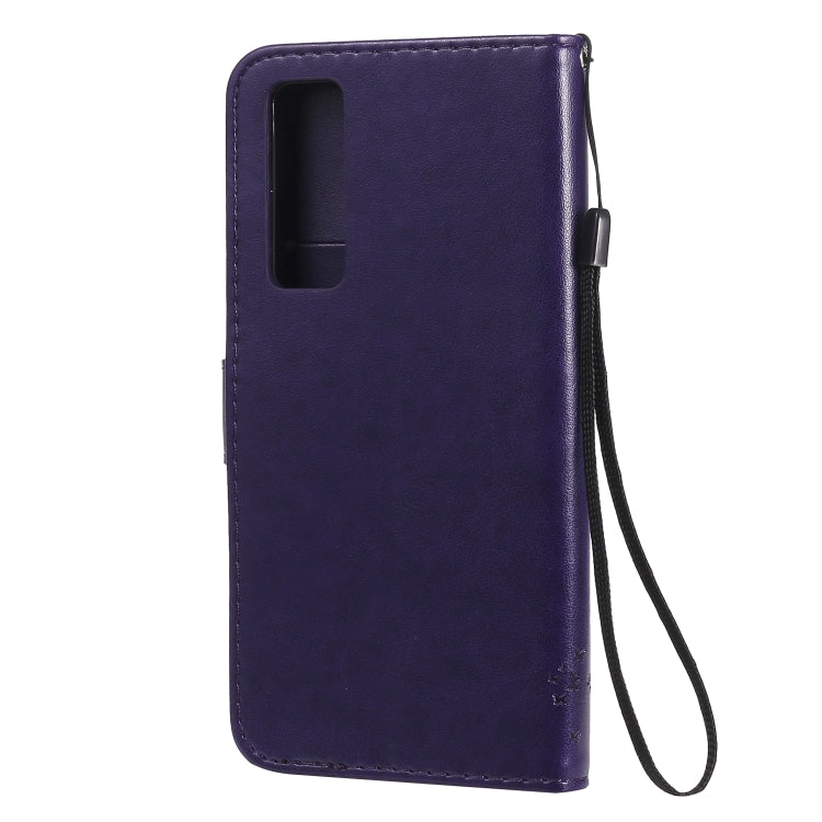 For Huawei Nova 7 Tree & Cat Embossed Pattern Horizontal Flip Leather Case with Holder & Card Slots & Wallet & Lanyard