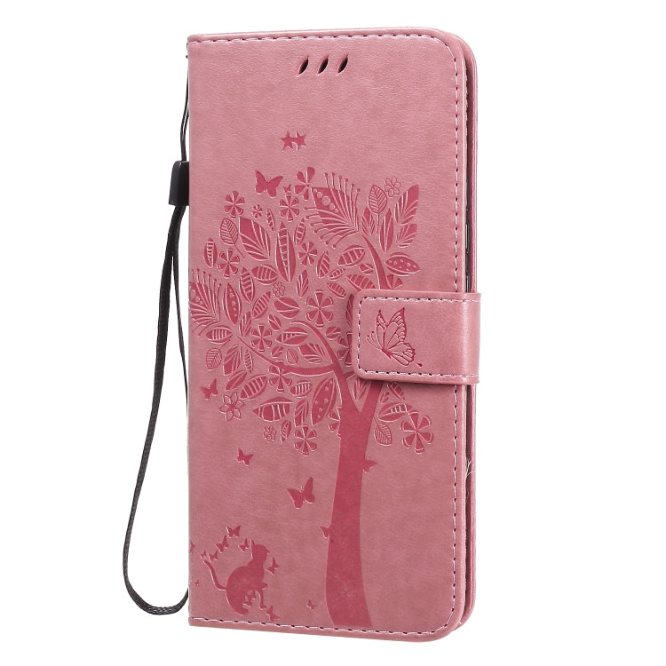 For Huawei Nova 7 Tree & Cat Embossed Pattern Horizontal Flip Leather Case with Holder & Card Slots & Wallet & Lanyard