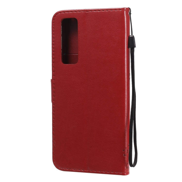 For Huawei Nova 7 Tree & Cat Embossed Pattern Horizontal Flip Leather Case with Holder & Card Slots & Wallet & Lanyard