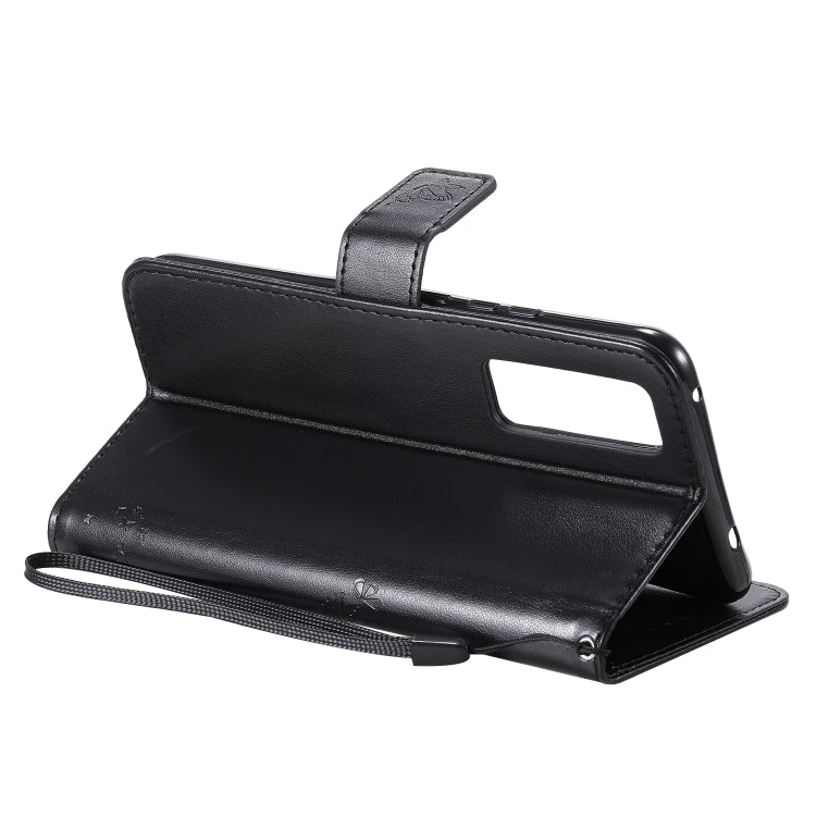 For Huawei Nova 7 Tree & Cat Embossed Pattern Horizontal Flip Leather Case with Holder & Card Slots & Wallet & Lanyard