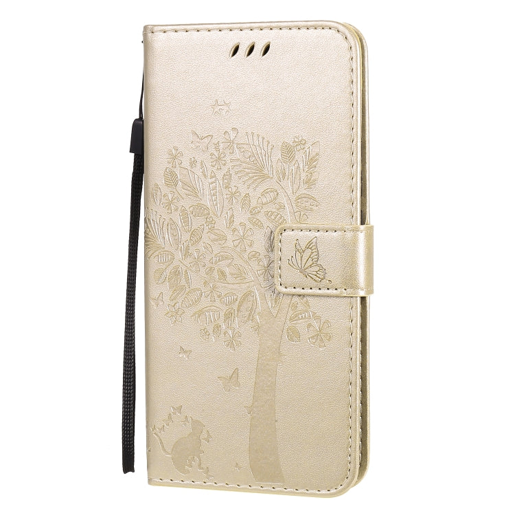 For Huawei Nova 7 Tree & Cat Embossed Pattern Horizontal Flip Leather Case with Holder & Card Slots & Wallet & Lanyard