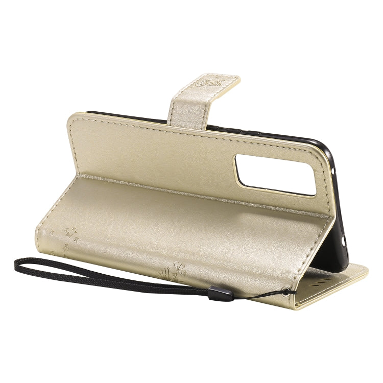 For Huawei Nova 7 Tree & Cat Embossed Pattern Horizontal Flip Leather Case with Holder & Card Slots & Wallet & Lanyard