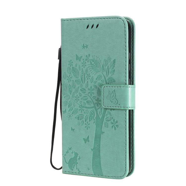 For Huawei P40 Lite E Tree & Cat Embossed Pattern Horizontal Flip Leather Case with Holder & Card Slots & Wallet & Lanyard