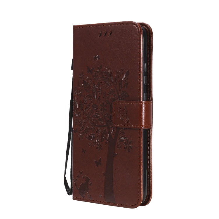 For Huawei P40 Lite E Tree & Cat Embossed Pattern Horizontal Flip Leather Case with Holder & Card Slots & Wallet & Lanyard