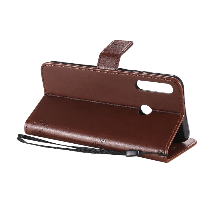 For Huawei P40 Lite E Tree & Cat Embossed Pattern Horizontal Flip Leather Case with Holder & Card Slots & Wallet & Lanyard