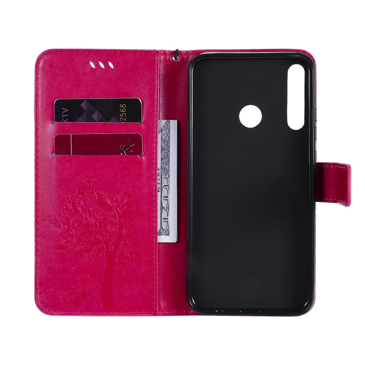 For Huawei P40 Lite E Tree & Cat Embossed Pattern Horizontal Flip Leather Case with Holder & Card Slots & Wallet & Lanyard