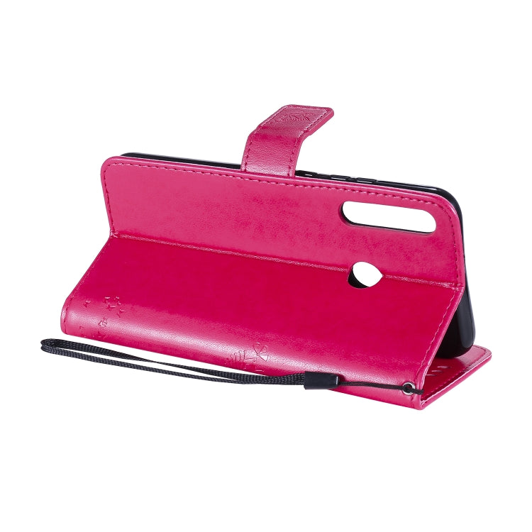 For Huawei P40 Lite E Tree & Cat Embossed Pattern Horizontal Flip Leather Case with Holder & Card Slots & Wallet & Lanyard