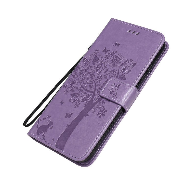 For Huawei P40 Lite E Tree & Cat Embossed Pattern Horizontal Flip Leather Case with Holder & Card Slots & Wallet & Lanyard