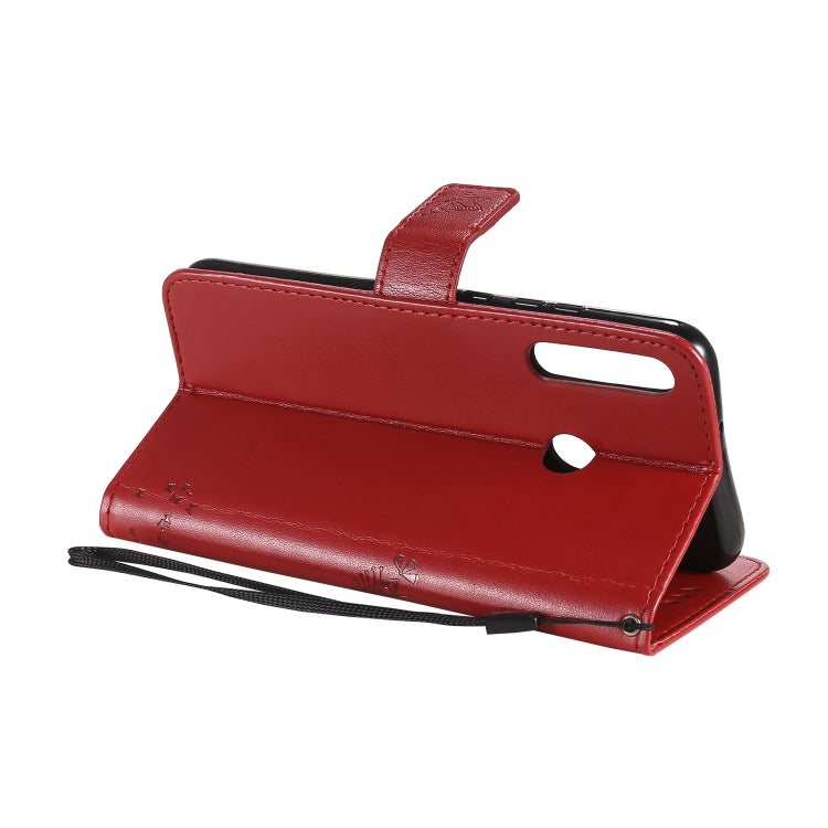 For Huawei P40 Lite E Tree & Cat Embossed Pattern Horizontal Flip Leather Case with Holder & Card Slots & Wallet & Lanyard