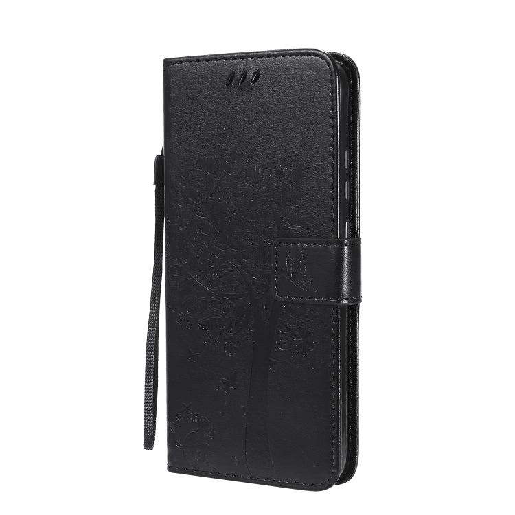 For Huawei P40 Lite E Tree & Cat Embossed Pattern Horizontal Flip Leather Case with Holder & Card Slots & Wallet & Lanyard