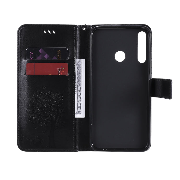 For Huawei P40 Lite E Tree & Cat Embossed Pattern Horizontal Flip Leather Case with Holder & Card Slots & Wallet & Lanyard