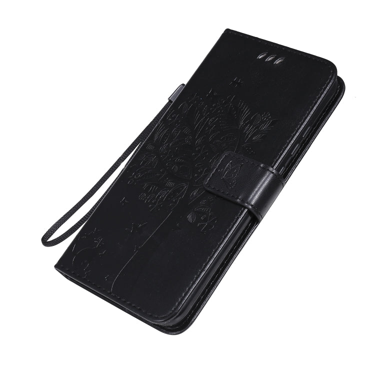 For Huawei P40 Lite E Tree & Cat Embossed Pattern Horizontal Flip Leather Case with Holder & Card Slots & Wallet & Lanyard