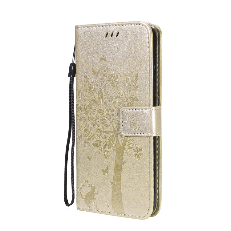 For Huawei P40 Lite E Tree & Cat Embossed Pattern Horizontal Flip Leather Case with Holder & Card Slots & Wallet & Lanyard
