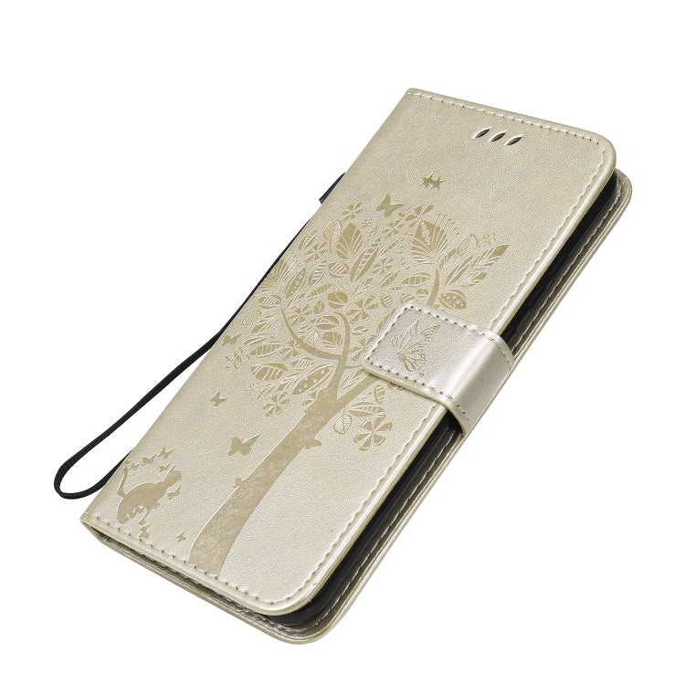 For Huawei P40 Lite E Tree & Cat Embossed Pattern Horizontal Flip Leather Case with Holder & Card Slots & Wallet & Lanyard