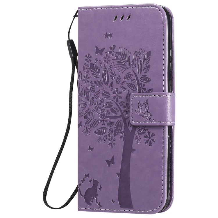 For Huawei P Smart 2020 Tree & Cat Embossed Pattern Horizontal Flip Leather Case with Holder & Card Slots & Wallet & Lanyard
