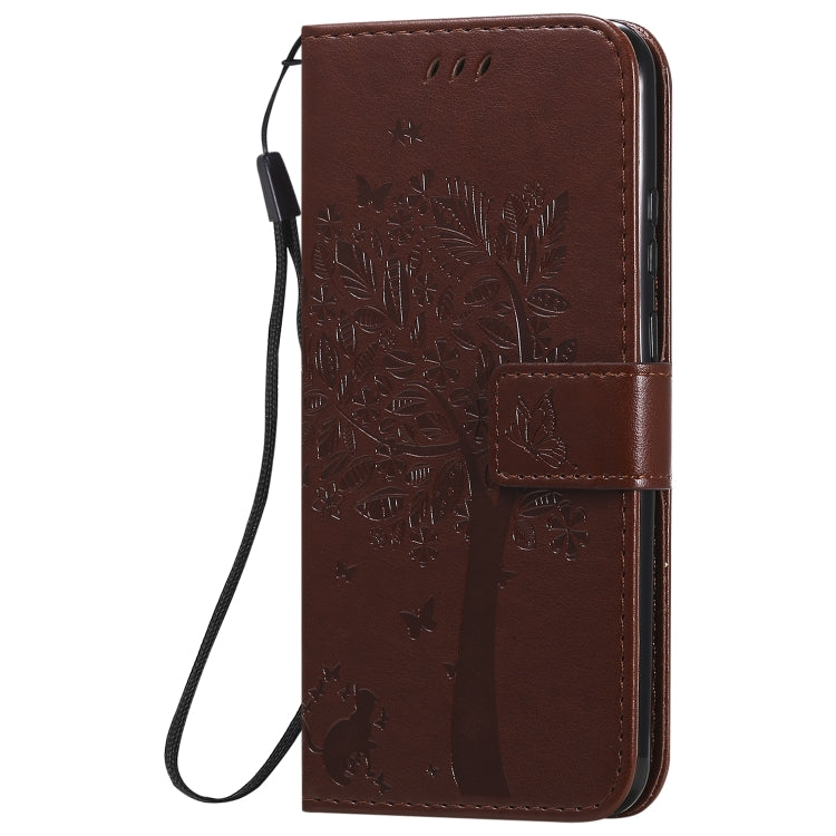 For Huawei P Smart 2020 Tree & Cat Embossed Pattern Horizontal Flip Leather Case with Holder & Card Slots & Wallet & Lanyard