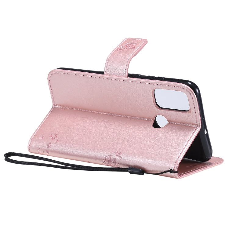 For Huawei P Smart 2020 Tree & Cat Embossed Pattern Horizontal Flip Leather Case with Holder & Card Slots & Wallet & Lanyard