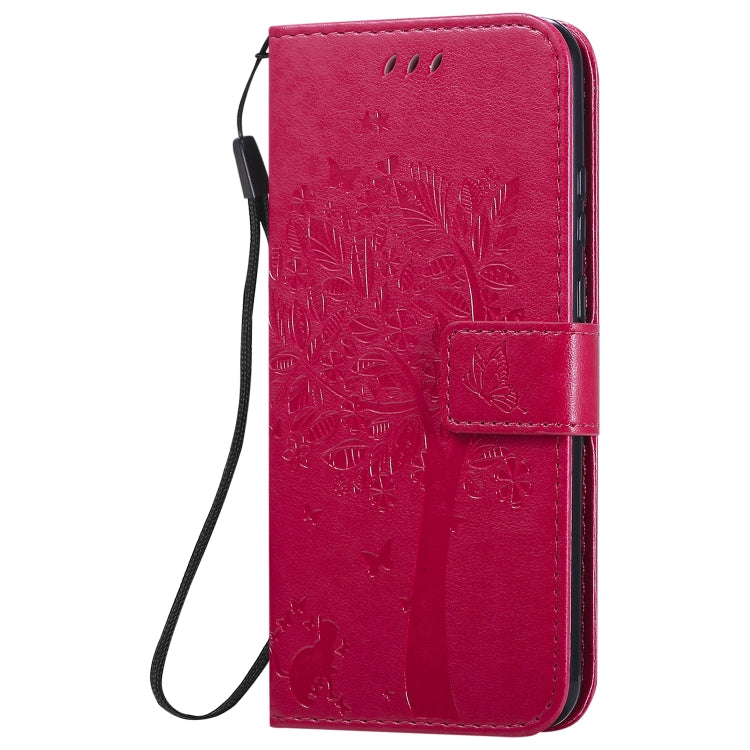 For Huawei P Smart 2020 Tree & Cat Embossed Pattern Horizontal Flip Leather Case with Holder & Card Slots & Wallet & Lanyard