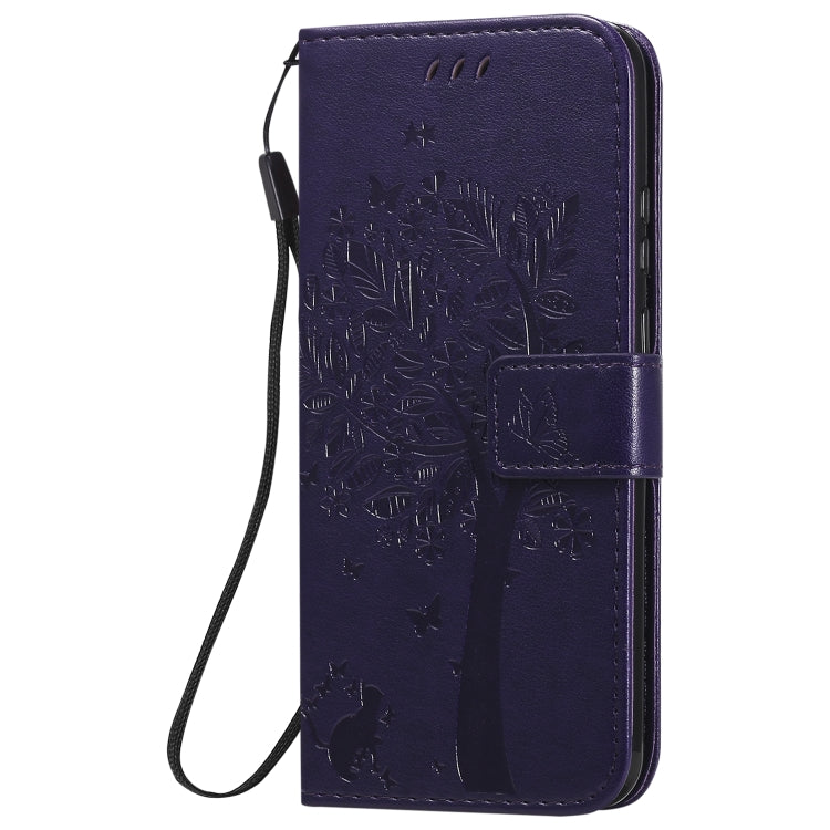For Huawei P Smart 2020 Tree & Cat Embossed Pattern Horizontal Flip Leather Case with Holder & Card Slots & Wallet & Lanyard