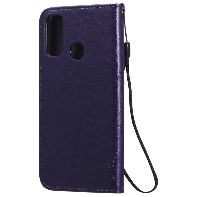 For Huawei P Smart 2020 Tree & Cat Embossed Pattern Horizontal Flip Leather Case with Holder & Card Slots & Wallet & Lanyard