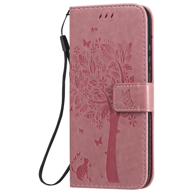 For Huawei P Smart 2020 Tree & Cat Embossed Pattern Horizontal Flip Leather Case with Holder & Card Slots & Wallet & Lanyard