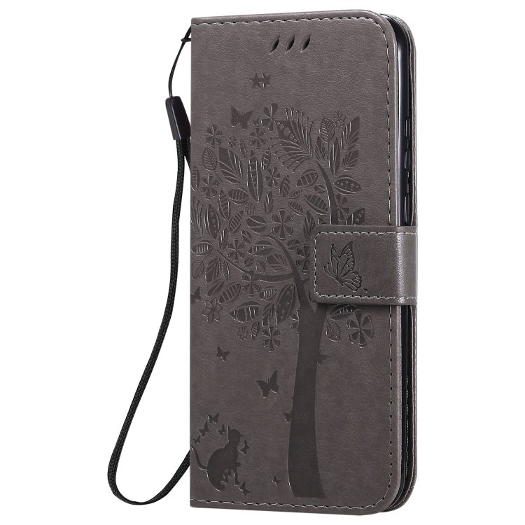 For Huawei P Smart 2020 Tree & Cat Embossed Pattern Horizontal Flip Leather Case with Holder & Card Slots & Wallet & Lanyard