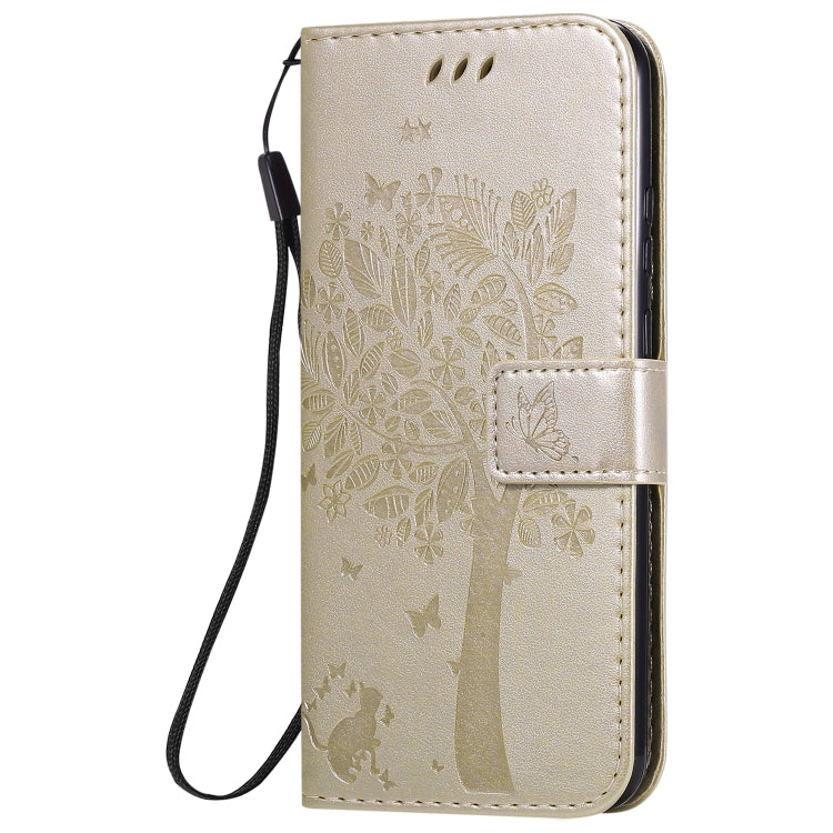For Huawei P Smart 2020 Tree & Cat Embossed Pattern Horizontal Flip Leather Case with Holder & Card Slots & Wallet & Lanyard