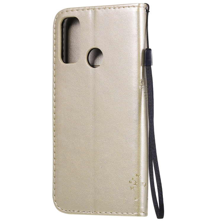 For Huawei P Smart 2020 Tree & Cat Embossed Pattern Horizontal Flip Leather Case with Holder & Card Slots & Wallet & Lanyard