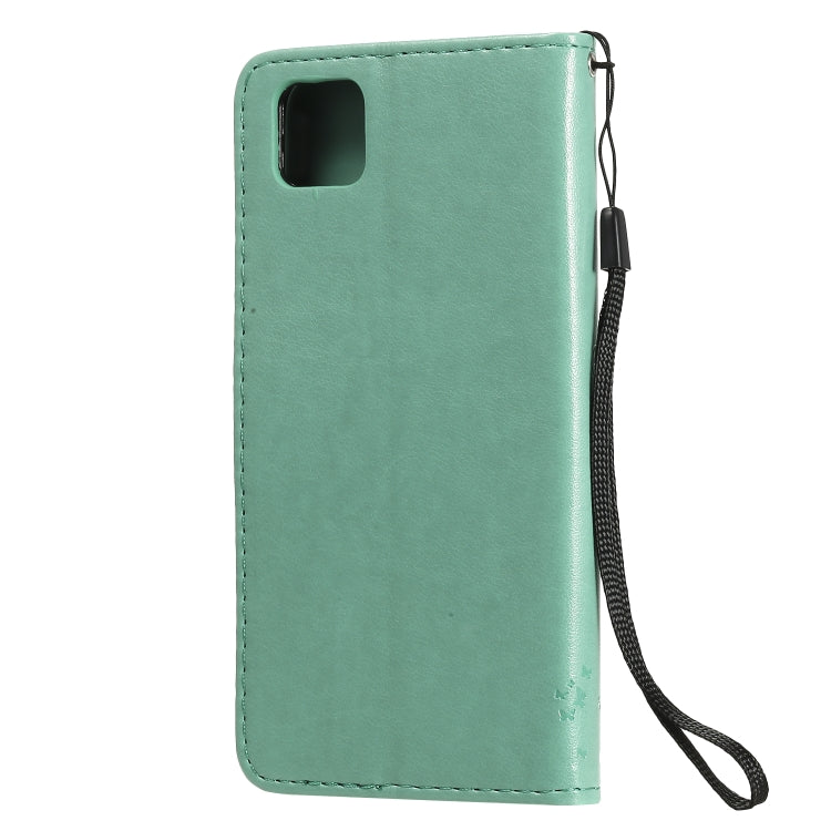 For Huawei Y5p Tree & Cat Embossed Pattern Horizontal Flip Leather Case with Holder & Card Slots & Wallet & Lanyard