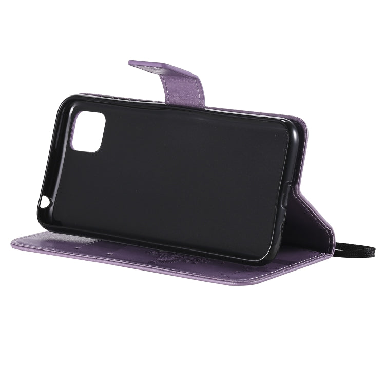 For Huawei Y5p Tree & Cat Embossed Pattern Horizontal Flip Leather Case with Holder & Card Slots & Wallet & Lanyard