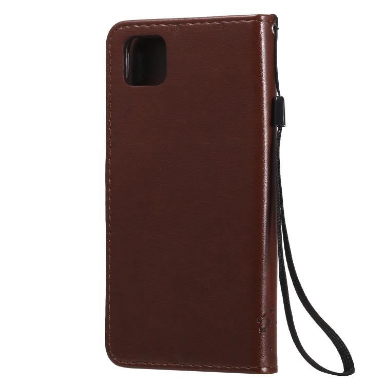 For Huawei Y5p Tree & Cat Embossed Pattern Horizontal Flip Leather Case with Holder & Card Slots & Wallet & Lanyard