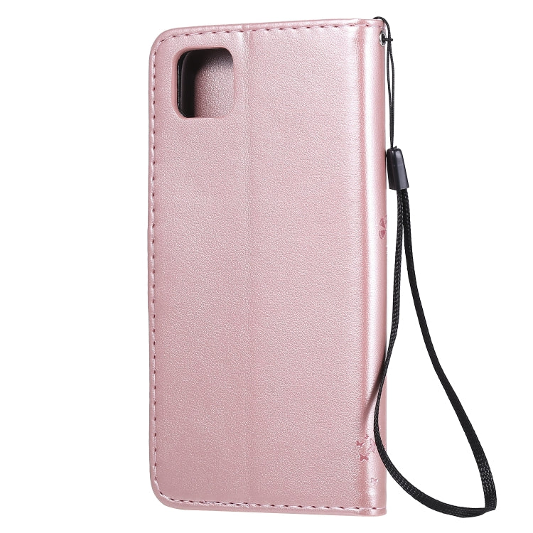 For Huawei Y5p Tree & Cat Embossed Pattern Horizontal Flip Leather Case with Holder & Card Slots & Wallet & Lanyard