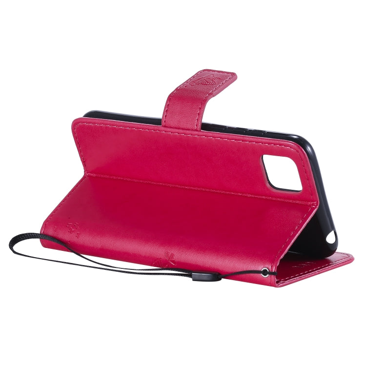 For Huawei Y5p Tree & Cat Embossed Pattern Horizontal Flip Leather Case with Holder & Card Slots & Wallet & Lanyard