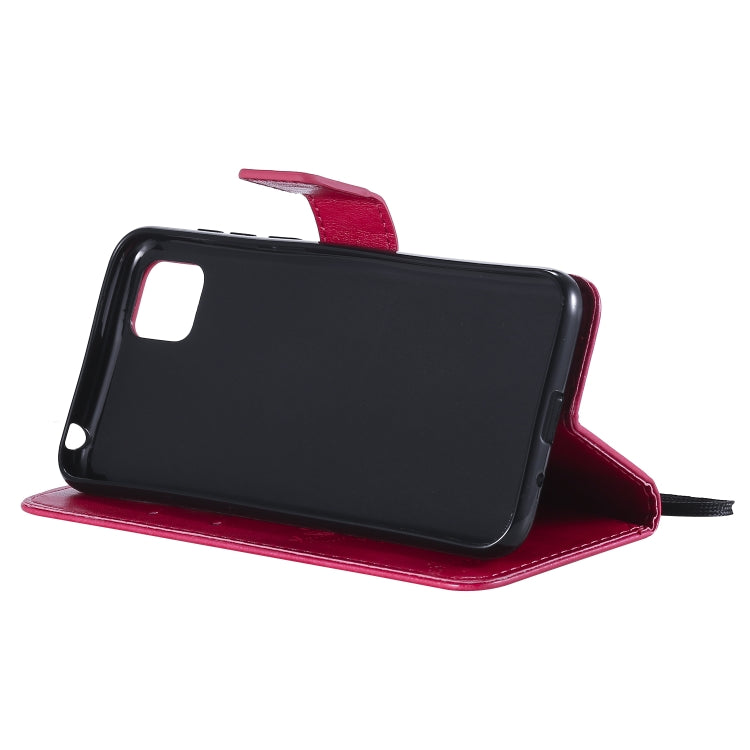 For Huawei Y5p Tree & Cat Embossed Pattern Horizontal Flip Leather Case with Holder & Card Slots & Wallet & Lanyard