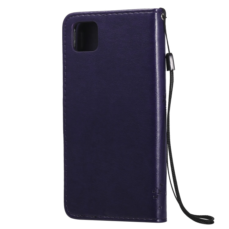 For Huawei Y5p Tree & Cat Embossed Pattern Horizontal Flip Leather Case with Holder & Card Slots & Wallet & Lanyard